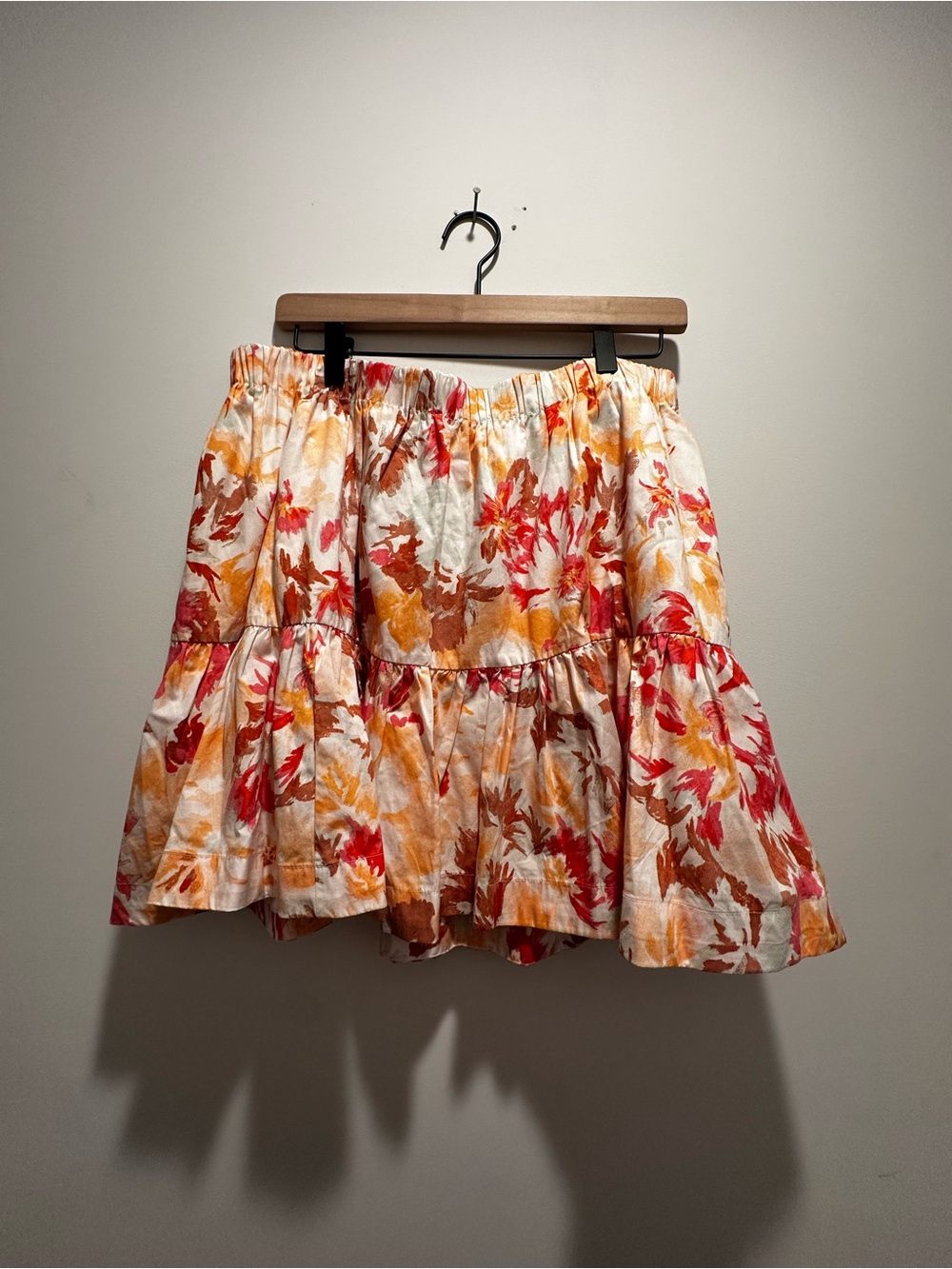 Abercrombie & Fitch White Mini Skirt with Red & Orange Floral Print